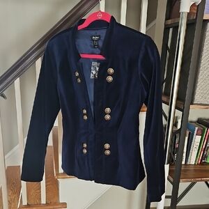 Du Jour Velour Navy Blue Women's Blazer Size 2 NWT